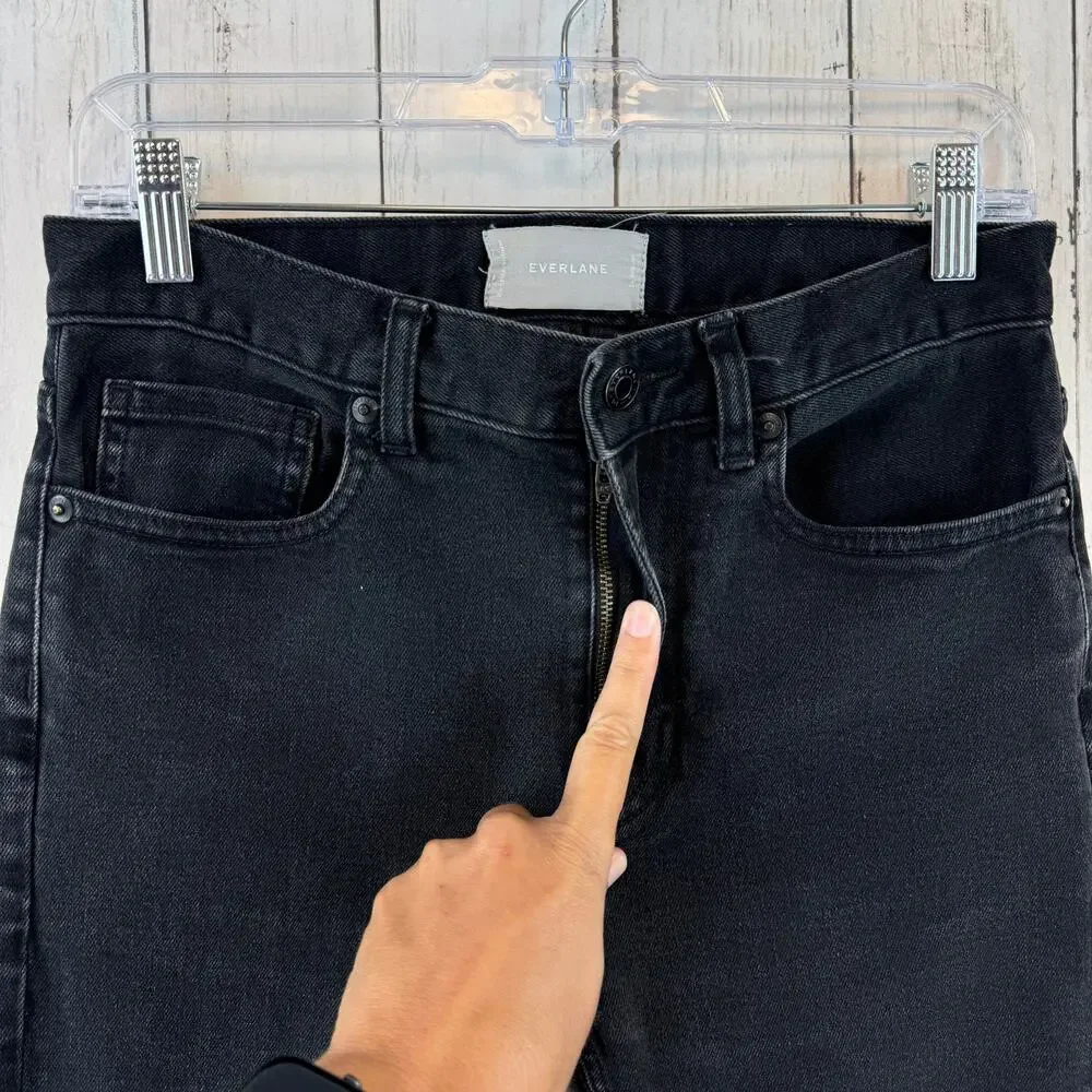Everlane Black Coal Stretch High Rise Cigarette Crop Ankle Jeans Size 26 Regular - Picture 5 of 12